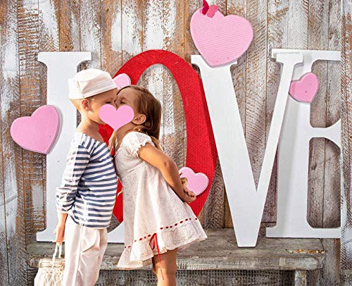Valentine's Day Backdrops Pink Love Heart Retro Wooden Wall Photography Background Wedding 7x5ft Photo Background Newborn Bridal Shower Birthday Party Banner Decor Mother's Day Photo Studio Props