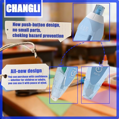CHANGLi 6pack Refillable Scrapbook Glue Tape, 400pcs Power Glue Points, 16FT*1/5 Inch Double Sided Tape for Crafts, Replacement Glue Tapes, Reusable Glue Tape for Gift Wrapping, Photo - color: Blue Red