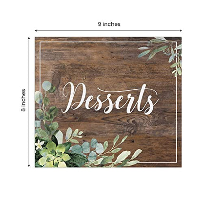 Lush Greenery Desserts Sign / 8" x 9" Rustic Wedding Event/Greenery Faux Wood Table Top Dessert Sign/Sweets And Treats Event/Made In The USA - color: Lush Greenery, style: Desserts