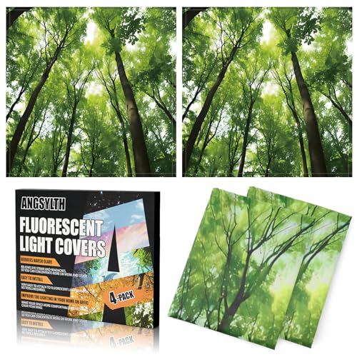 ANGSYLTH 2 x 2 Feet Fluorescent Light Covers - 4 Pcs Covers for Ceiling Lights, Magnetic Light Filters for Classroom, Office, Hospitals, Home (Spring & Forest) - color: Spring & Forest