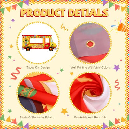 Haull Tacos Birthday Mexican Theme Fiesta Party Truck Photo Prop Ice Cream Frame Decoration Large Fabric Backdrop Banner Carnival Themed Photo Booth Prop Background for Summer Holiday Shower Birthday - style: Tacos