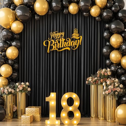 10ft x 7ft Black Backdrop Curtain for Parties Black Wrinkle Free Backdrop Drapes Panels for Birthday Party Wedding Photo Photography Polyester Fabric Background Decoration - color: Black, size: 10FTx7FT (W5'xH7', 2 Panels)