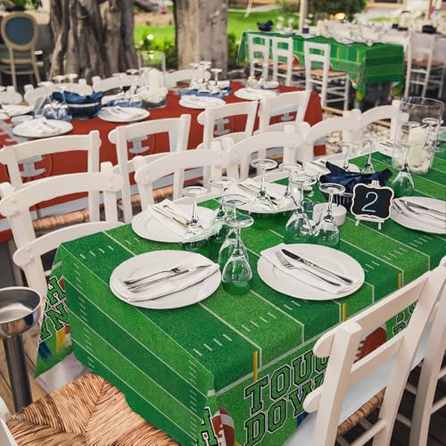 Gatherfun 2-Pack Football Decorations – Touchdown Tablecloth Set, 54x108 Disposable Plastic Covers for Game Party, Birthday Party & Football-Themed Favors - style: 2 FOOTBALL