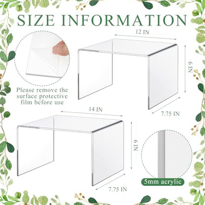 RattanView 2 Pcs 12 Inch, 14 Inch Large Acrylic Risers Display Stands 5 mm Thick Acrylic Shelf Riser Showcase for Collectibles Jewelry Cupcakes Food Figures Perfume Cabinet (Clear) - color: Clear, size: 12 Inch, 14 Inch, 5 mm
