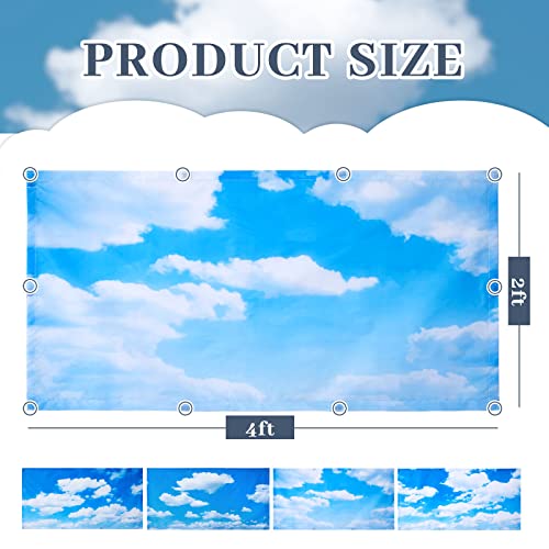 Hortsun 4 Pcs 4 x 2 Feet Fluorescent Light Covers for Ceiling Classroom Office Magnetic Filters Light Diffusers for Reducing Harsh Glare Flicker Home Decorations (Blue Sky Cloud) - style: Blue Sky Cloud
