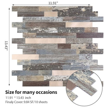 Yipscazo 10 Sheets Peel and Stick Stone Metal Tile Backsplash, Stick on Tiles for Backsplash Kitchen, Bathroom, Laundry Room, Camper, Fireplace (12'' X 12'', Mix Rustic with Gold) - color: Mix Rustic With Gold