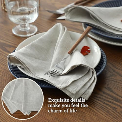 Simple&Opulence Linen Napkins Set of 6 – 100% Pure Linen Napkins for Spring, Easter, Mothers Day,Wedding, Party, Everyday Use Machine Washable and Reusable 14" x 14" Linen - color: Linen, size: Napkin(14"×14")