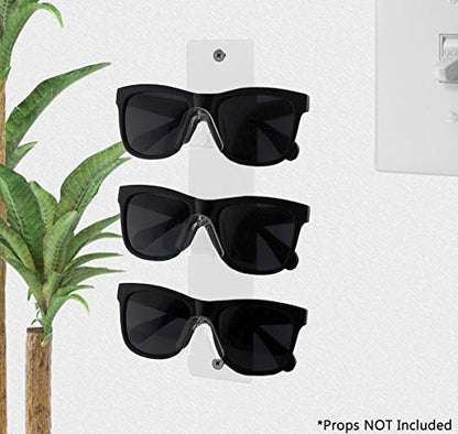Marketing Holders 2 Pack Sunglasses Holder 3 Pair with Hardware Space Saver Organizer Hanging White Acrylic for Safety Glasses Labs Spectacles - size: 3 Tier White