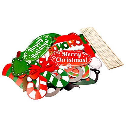 Christmas Photo Booth Props Kit(32Pcs) DIY Photo Booth Prop Pose Sign Kits for Adults Kids for Christmas Party Supplies (Christmas) - color: Christmas