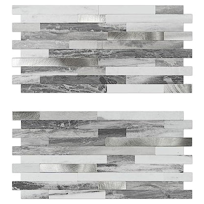 Peel and Stick Backsplash, 20-Sheet Peel and Stick Tiles 12.1" x 5.9" Stick on Backsplash PVC Wall Tile for Kitchen Fireplace - color: Carrara Gray Marble