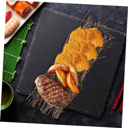 3Pcs Sushi Serving Plate Rustic Japanese Decor with Decorative Fence Design for Sashimi Food Photography and Table Ornaments