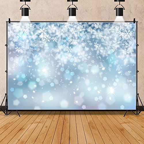 Winter Christmas Snow Backdrops for Photography 8x8ft Falling Snowflake Glitter Ice Snow Flakes Photoshoot Background Newborn Kids Baby Adults Wedding Portrait Photo Background Studio Props - size: 8x8ft
