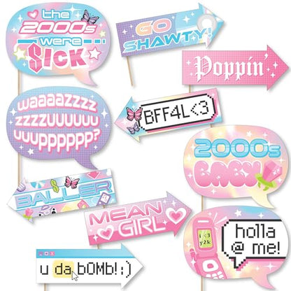 Big Dot of Happiness Funny 00s Y2K - 2000s Party Photo Booth Props Kit - 10 Piece - color: 00s Y2k