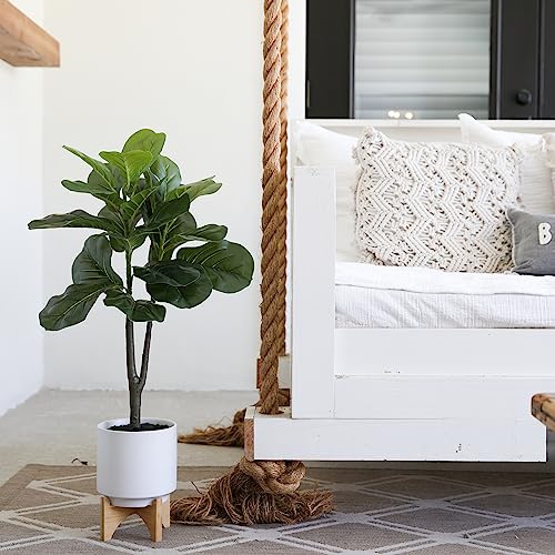 Nearly Natural 33in. Artificial Fiddle Fig with Stand Planter