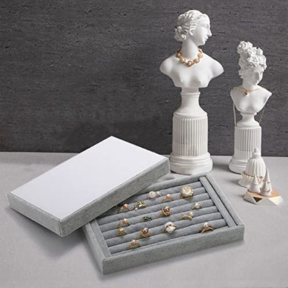 Foraineam 4 Pack Velvet 7 Slots Ring Earrings Trays Showcase Display Holder Drawer Insert Jewelry Storage Organizer