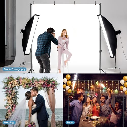 EMART 10x10FT Backdrop Stand Heavy Duty,Photo Back Drop Adjustable Stand Kit with 4 Backdrop Clamps and Carry Bag,Background Support System for Photography Studio,Parties,Wedding,Event Decorations