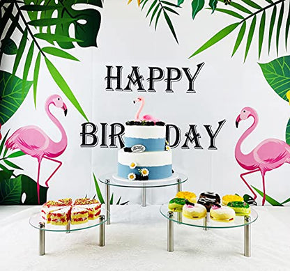 3 Pcs Round Tempered Glass Cake Stands Set 8 10 13 Inch Cupcake Display Stand Plate for Dessert Table Serving Platter - size: 3 Pack Round