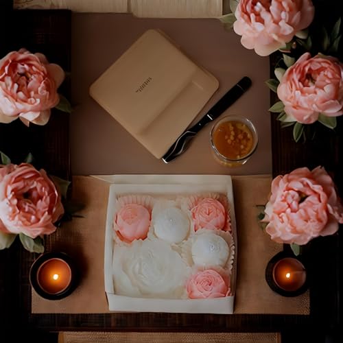 Peony-Shaped Scented Candles (6-Pack),Stylish Delicate Floral Fragrance Soy Wax Aroma Aesthetic Decorative Candle for Home,Wedding,Gifts,Photo Props