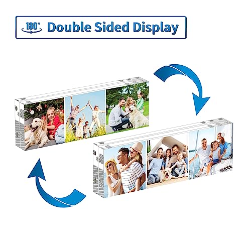 AITEE 2x6 Acrylic Picture Frames 3 Pack, 20% Thicker Block, Clear Picture Frames Freestanding Double Sided Magnetic Acrylic Lucite Frameless Transparent Square Frame Gift for Desktop Display - size: 2x6