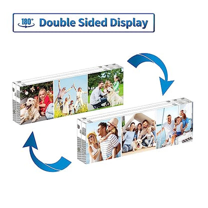 AITEE 2x6 Acrylic Picture Frames 3 Pack, 20% Thicker Block, Clear Picture Frames Freestanding Double Sided Magnetic Acrylic Lucite Frameless Transparent Square Frame Gift for Desktop Display - size: 2x6