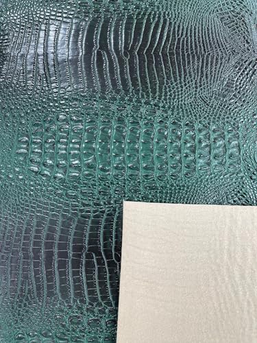 54” Wide Gator Two Tone Fake Leather Upholstery, 3-D Crocodile Skin Texture Faux Leather PVC Vinyl Fabric Sold by The Yard. (Hunter Green) - color: Hunter Green
