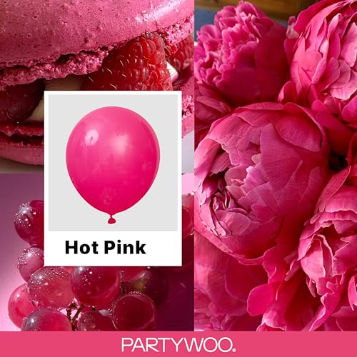 PartyWoo Hot Pink Balloons 128 pcs Different Sizes of 18 12 10 5 Inch Magenta Fuchsia Balloon Arch Kit Garland for Baby Shower Wedding Bridal Shower Anniversary Birthday Party Decorations Pink-Y12 - color: Pink-y12