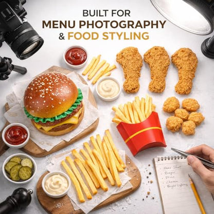 20 Pcs 4 Styles Professional Fake Fried Food Props Set for Photography & Restaurant Display, Matte Glare-Free, Waterproof, Realistic Burger Fries Chicken