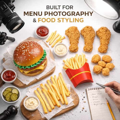 20 Pcs 4 Styles Professional Fake Fried Food Props Set for Photography & Restaurant Display, Matte Glare-Free, Waterproof, Realistic Burger Fries Chicken