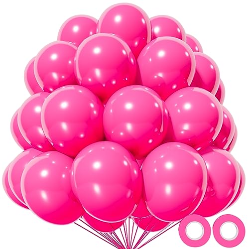 Hot Pink Balloon 12 Inch, 110pcs Latex Party Balloons Helium Bright Color for Birthday Baby Shower Wedding Party Supplies Arch Garland Decoration - color: B18-hot Pink, size: 12inch (Normal)