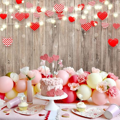 Happy Valentines Day Backdrops 7x5 FT Wooden Wall Valentine Backdrop Decoration for Photography Photo Background Mom's Party Banner Decor for Studio Props - size: 7x5 FT
