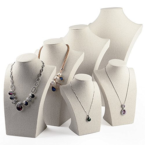 Oirlv Linen Necklace Display Bust 3D Necklace Organizer Jewelry Display Holder (H-11.8inches) - size: H-11.8inches