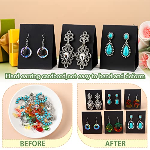 100 Pcs Standing Earring Display Cards Holders Paper Hanging Earring Packaging for Small Business Jewelry Packaging Supplies Selling DIY Retail Show Photography Props(Black) - color: Black