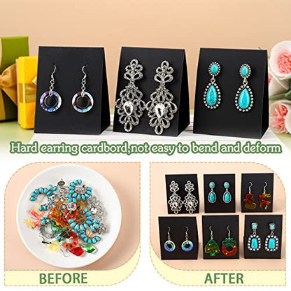 100 Pcs Standing Earring Display Cards Holders Paper Hanging Earring Packaging for Small Business Jewelry Packaging Supplies Selling DIY Retail Show Photography Props(Black) - color: Black