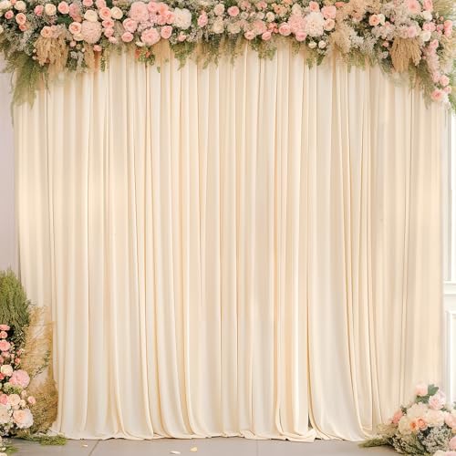 Deep Champagne Backdrop Curtain 4 Panels-Wrinkle-Free Curtains Polyester Photography Drapes for Baby Shower Birthday Party Photo Background Backdrop Stand- 16 X10FT (Champagne) - color: Champagne, size: W4' x H10'(4 panels)
