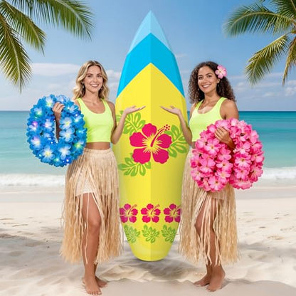 Yalikop 6 Ft Surfboard Cardboard Cutout Stand Up Photo Prop - Hawaiian Tropical Party Decorations Standee Surfboard Foam Board for Garden Yard Sign Decor Summer Beach Luau Photography Background - style: Tropical Flower
