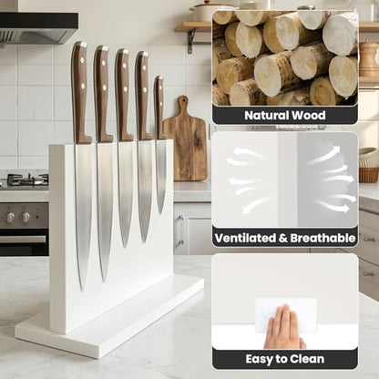 THMINS White Magnetic Knife Holder, Double-Sided Magnetic Knife Block Universal Multi-function Display Rack for Kitchen Counter - size: 11.6x8.5 inch White