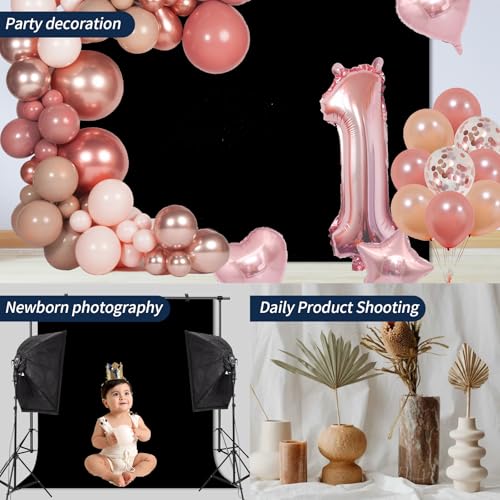 Black Backdrop，Virtual Black Background Sheet，Fabric Wrinkle Resistance Photo Background for Photo Studio Shooting Props，8x10FT - color: Black, size: 8x10ft