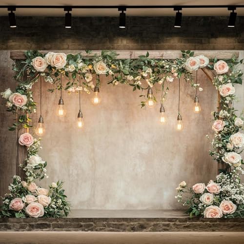 5x3ft Country Wedding Photography Backdrop Floral Rustic Roses Farmhouse Wooden Door Backdrop Pink Flower Birthday Baby Shower Wedding Bridal Party Banner Photo Booth Props Anniversary Background - color: Multi5, size: 5X3FT