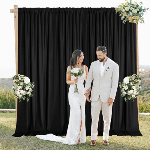 Sugargirl Wrinkle Free Black Backdrop Curtains Polyester Photo Backdrop Drapes Curtains with Rod Pockets for Party Birthday Wedding Photography Home Decoration(5x8FT, 2 Panels) - color: Black, size: W5' x H8' (2 panels)