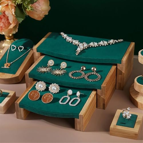 Jewelry Display Stand Earrings Display Rack Bracelet Jewelry Display Stand Mall Luxury High-end Green Velvet Display Props Jewelry Holder Organizer(Small) - size: Small