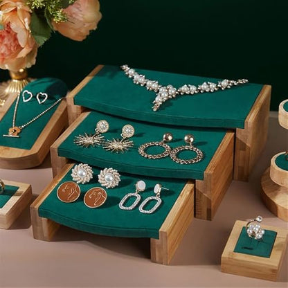 Jewelry Display Stand Earrings Display Rack Bracelet Jewelry Display Stand Mall Luxury High-end Green Velvet Display Props Jewelry Holder Organizer(Medium) - size: Medium