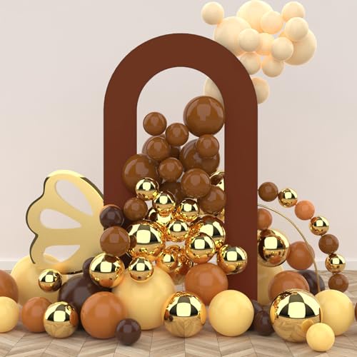 LEBENGURU Upgraded 7.2FT Open Arch Backdrop Cover, Brown Spandex Fitted Round Top Wedding Arches, Double-Sided U-Shaped Arch Chiara Stand Covers for Birthday Party Baby Shower Banquet Balloon Décor - color: Brown