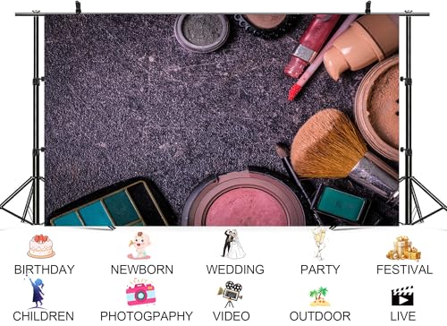 8x8ft Makeup Cosmetics Flat Lay Backdrop Beauty Fashion Scene Photo Background Tapestry for Makeup Party Beauty Event Photography Home Decorations Studio Props - size: 8X8ft