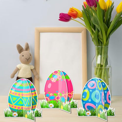 12 Pack Easter Bunny Egg Centerpieces - Happy Easter Table Decorations, Easter Day Birthday Anniversary Party Supplies, Premium Honeycomb Decor