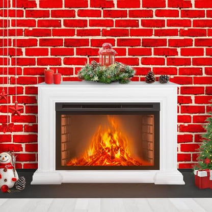 Tiamon 6 Pcs 108 x 54 Inch Red Brick Tablecloths Brick Sheet Table Cover Bricks Stone Wall Backdrop for Christmas Holiday Party Fireplaces Chimneys Decorations Photography Supplies