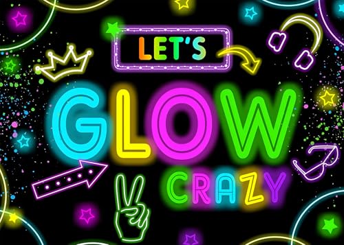 8x6FT Let's Glow Backdrop Vinyl Neon Glow in The Dark Crazy Background for Portrait Studio Props Photoshoot Photography Graffiti Splash Paint Birthday Party Decorations Background - color: glow, size: 8x6FT