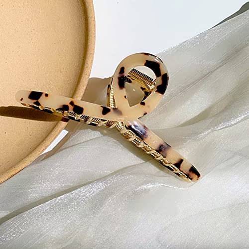Big Hair Claw Clips Butterfly Hair Clips for Women 4.7" Large Acetate Metal Hair Claw Clip for Girls Hair Accessories for Long Thick Hair (Light leopard) - color: Light leopard04