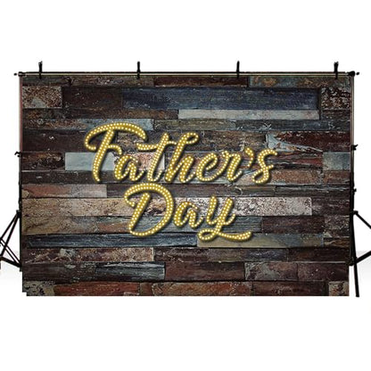 MEHOFOND 8x6ft Father's Day Backdrop Fathers Day Party Decoration Rustic Wood Happy Father's Day Photography Background Banner Studio Photo Props - size: 8x6ft