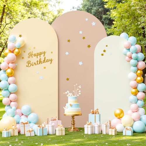 Arch Backdrop Cover Set of 3 Cream Champagne Nude Wedding Arch Covers Spandex Backdrop Stand Cover for Birthday Party Ceremony Bridal Baby Shower Banquet Decoration 4FT 5FT 6FT - color: Gradient Nude, size: 4FT+5FT+6FT