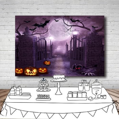 9x6Ft Halloween Theme Pictorial Cloth Customized Photography Backdrop Background Studio Prop - size: 9X6Ft